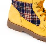 Boots montantes en cuir moutarde Femme GUESS marque pas cher prix dégriffés destockage