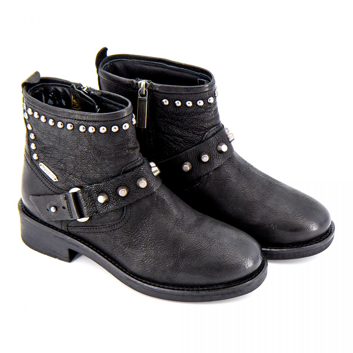 Bottines noires à clous Femme PEPE JEANS à prix dégriffé