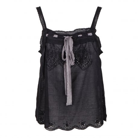 Caraco en broderie noir coton Femme ZADIG & VOLTAIRE marque pas cher prix dégriffés destockage