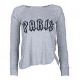 Tee-shirt gris Paris manches longues Femme ZADIG & VOLTAIRE marque pas cher prix dégriffés destockage