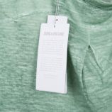 Tee-shirt en lin vert manches longues Femme ZADIG & VOLTAIRE marque pas cher prix dégriffés destockage