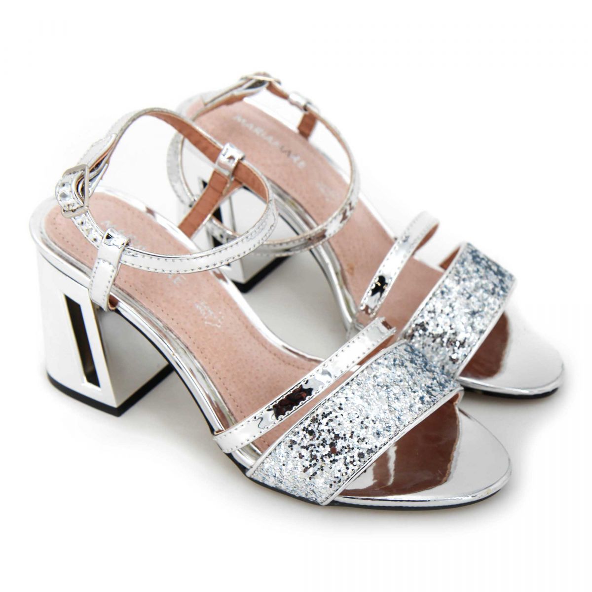 Sandales à talons brides métallisé paillettes Femme MARIAMARE à prix