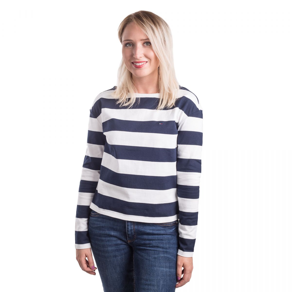 Décontracté Tie-Dye Crewneck Manches Longues Color Block Pull Chemises Tops Rose Chemisier Sji