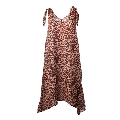 Robe sans manches légère coton imprimé léopard Femme PIECES marque pas cher prix dégriffés destockage