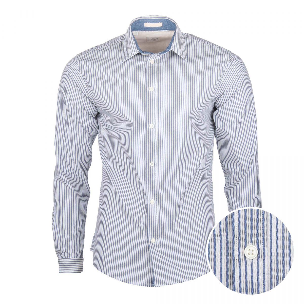 Chemise slim fit manches longues à rayures Homme SELECTED ...
