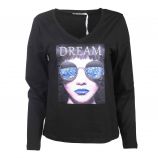 Tee shirt manches longues coton strass Femme CARE OF YOU marque pas cher prix dégriffés destockage