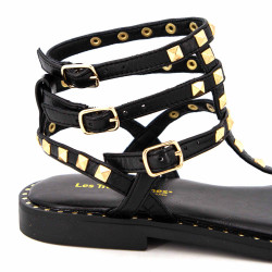 Sandales hautes cuir léger clouté Coralie Femme LES TROPEZIENNES PAR M.BELARBI marque pas cher prix dégriffés destockage