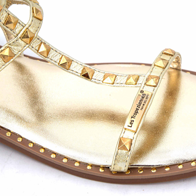 Sandales hautes cuir léger clouté Coralie Femme LES TROPEZIENNES PAR M.BELARBI marque pas cher prix dégriffés destockage