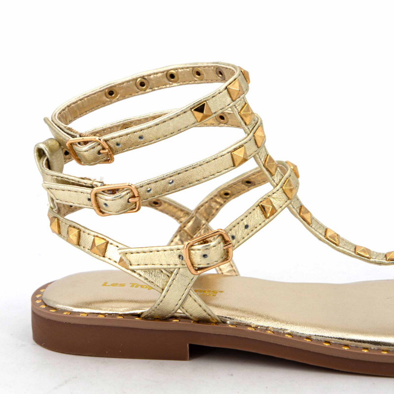 Sandales hautes cuir léger clouté Coralie Femme LES TROPEZIENNES PAR M.BELARBI marque pas cher prix dégriffés destockage