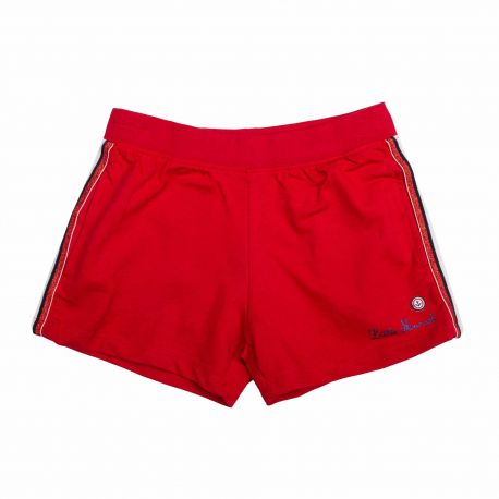Short rouge poches rayées dos coton Enfant LITTLE MARCEL marque pas cher prix dégriffés destockage