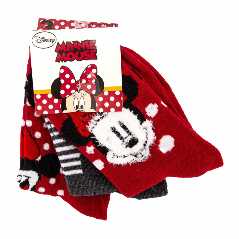 Lot de 3 paires de chaussettes en coton Minnie mouse Enfant DISNEY marque pas cher prix dégriffés destockage