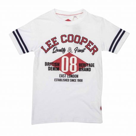 Garçons Lee Cooper T-shirt enfants manches courtes de marque Top 3-14 Ans Gris Bleu Neuf 