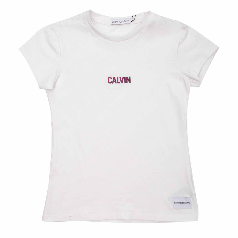Tee shirt basique coton manches courtes Enfant CALVIN KLEIN marque pas cher prix dégriffés destockage