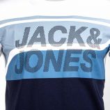 Tee shirt manches courtes tricolore coton Homme JACK & JONES marque pas cher prix dégriffés destockage