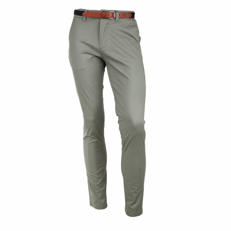 Pantalon chino slim avec ceinture coton bio stretch Homme SELECTED marque pas cher prix dégriffés destockage
