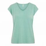 Tee shirt col V fines rayures lurex Femme PIECES