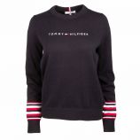 Pull fin manches longues rayure tricolore coton Femme TOMMY HILFIGER