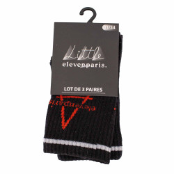 Chaussettes lot de 3 paires avec logo liseré coloré kids Enfant ELEVEN PARIS marque pas cher prix dégriffés destockage Chaussettes lot de 3 paires avec logo liseré coloré kids Enfant ELEVEN PARIS marque pas cher prix dégriffés destockage