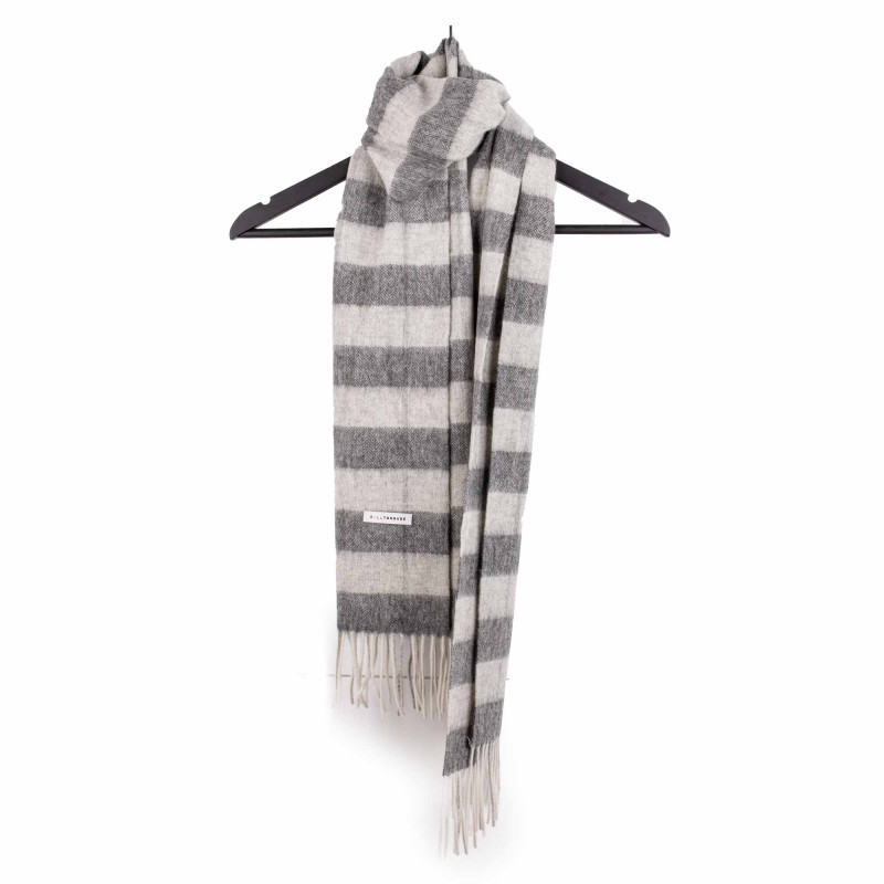 Echarpe laine 180x30cm à rayures inspiration tweed avec franges Mixte BILL TORNADE marque pas cher prix dégriffés destockage