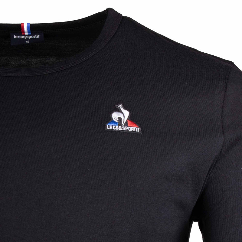 Tee shirt uni manches courtes logo tricolore brode coton Homme LE COQ