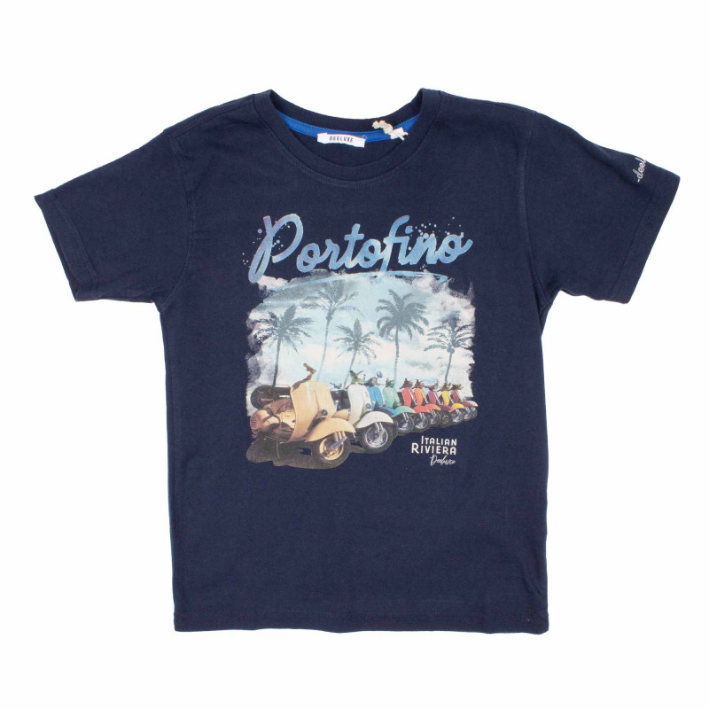 Tee shirt Portofino en coton imprimé paysage et scooter manches courtes Enfant DEELUXE 74 marque pas cher prix dégriffés dest...