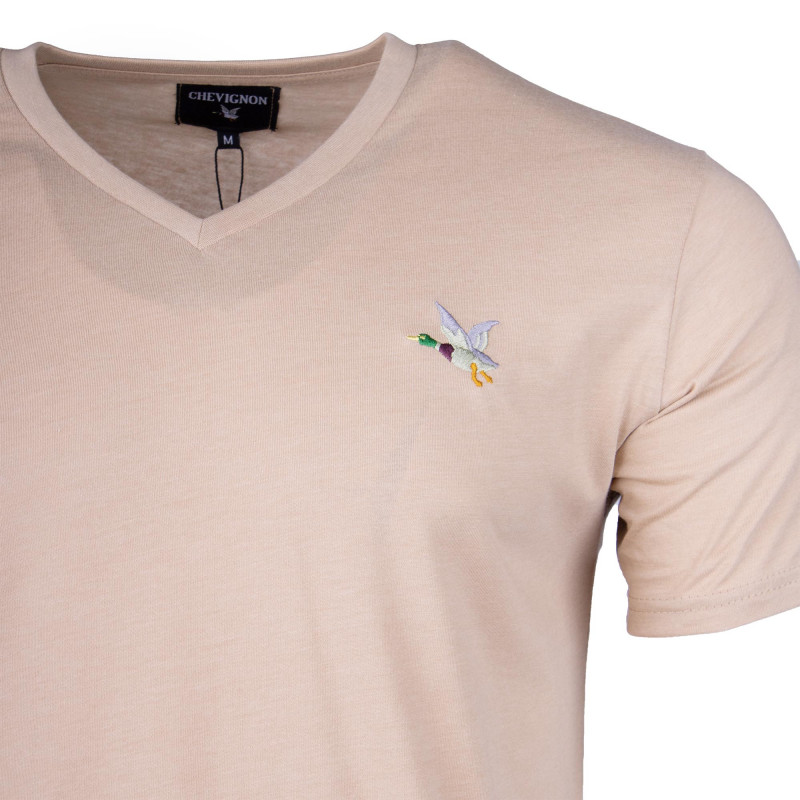 Tee shirt col v canard poitrine enzo Homme CHEVIGNON marque pas cher prix dégriffés destockage