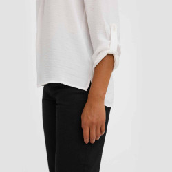 Haut fluide manches longues retroussables col v Femme VERO MODA marque pas cher prix dégriffés destockage Haut fluide manches longues retroussables col v Femme VERO MODA marque pas cher prix dégriffés destockage