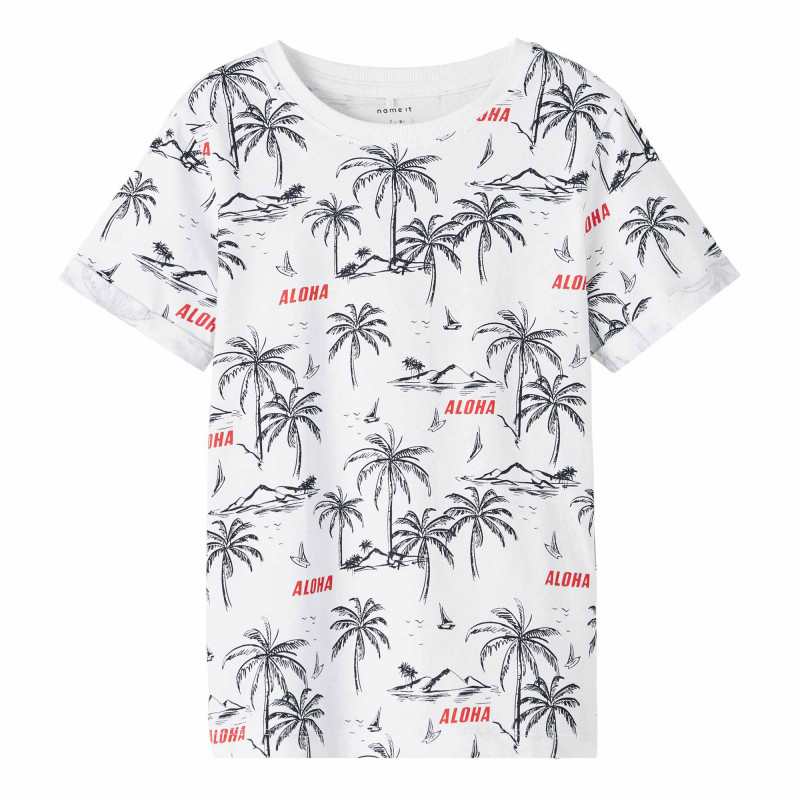 Tee shirt imprimé tropical frez regular fit blanc Enfant NAME IT marque pas cher prix dégriffés destockage