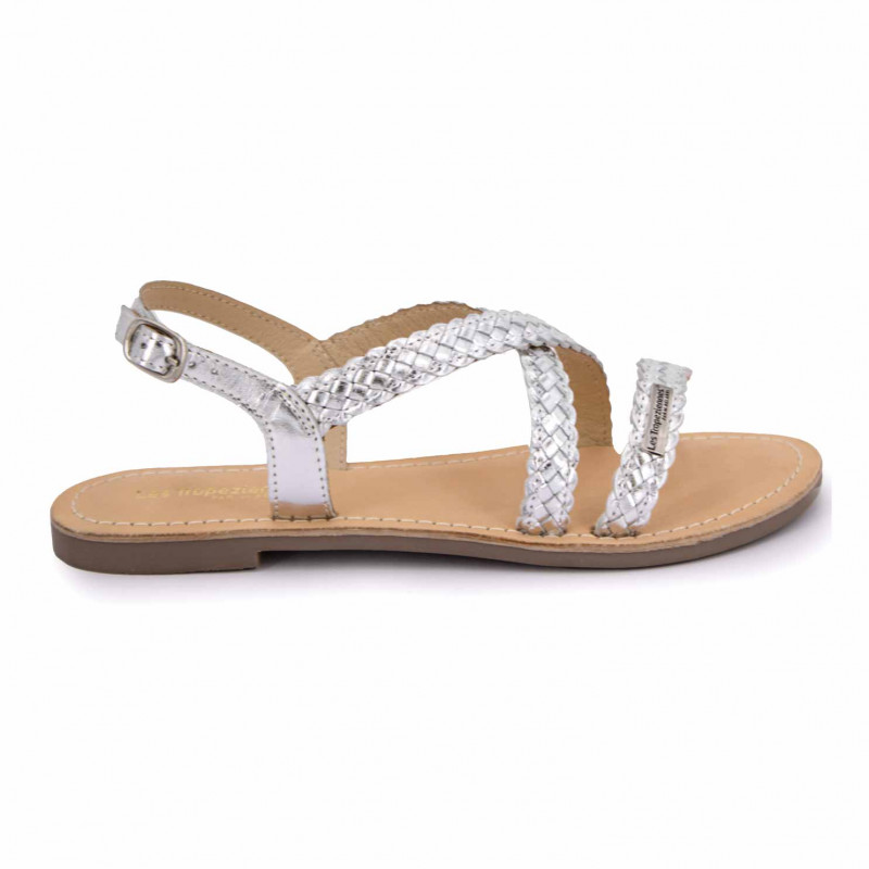 Sandales brides tressées or Diams Femme LES TROPEZIENNES PAR M.BELARBI marque pas cher prix dégriffés destockage