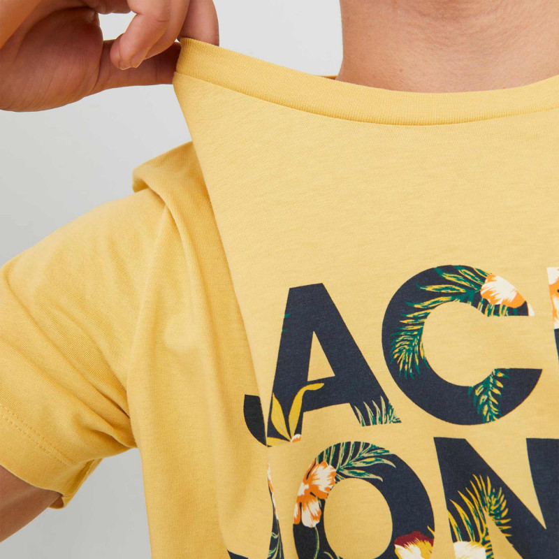 Tee shirt manches courtes motif logo fleurs coton Homme JACK & JONES -  Degriffstock