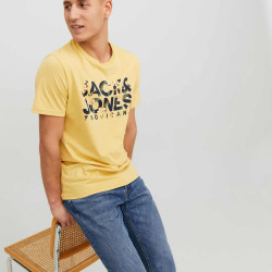 Tee shirt manches courtes motif logo fleurs coton Homme JACK & JONES -  Degriffstock