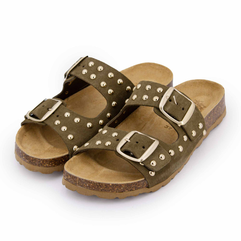 Mules suede boucle effet clou Femme I AM marque pas cher prix dégriffés destockage