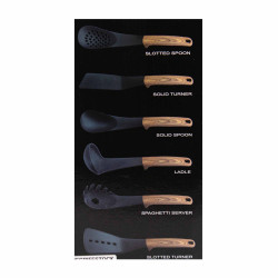 Set 6 ustensils de cuisine manche bois + stand rotatif cf-ut02 Mixte CHEFFINGER marque pas cher prix dégriffés destockage