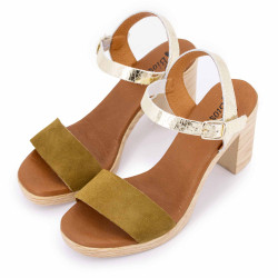 Sandale a talon kaki craq oro 73299 t36/41 Femme BIOSTOCK marque pas cher prix dégriffés destockage