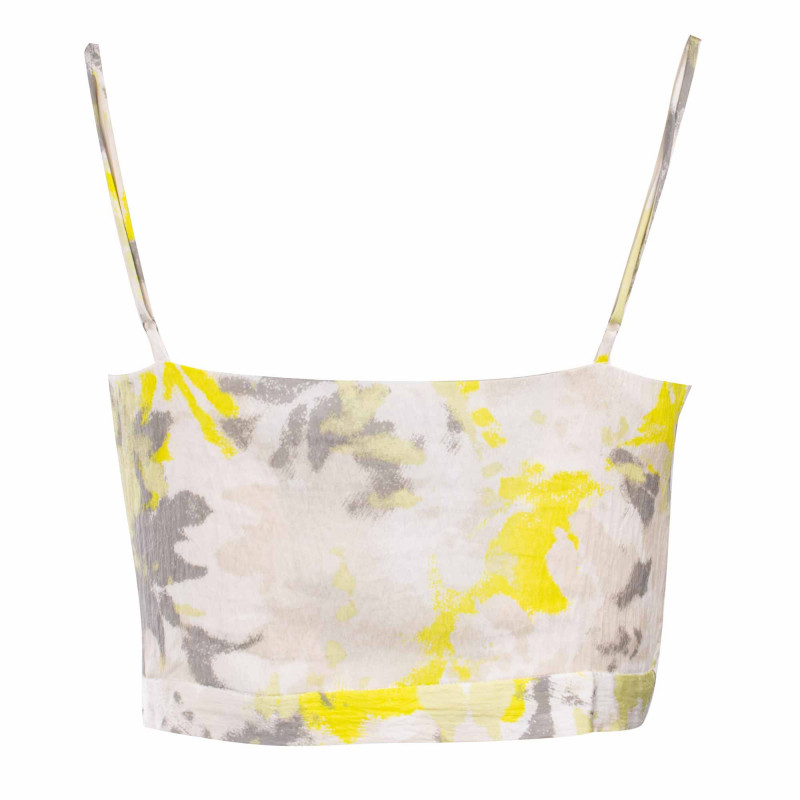 Crop top bretelles blanc motif fantaisie Femme CALVIN KLEIN marque pas cher prix dégriffés destockage