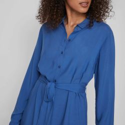 Robe chemise mi-longue avec centure 14067410 3963 Femme VILA Robe chemise mi-longue avec centure 14067410 3963 Femme VILA