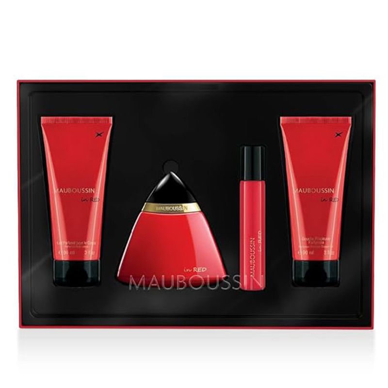 Coffret parfum "femme in red" 4 pieces edp 100ml + edp 20ml + lait 90m Femme MAUBOUSSIN