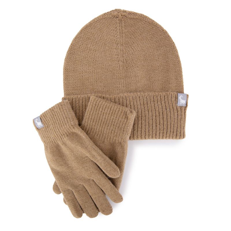 Ensemble Bonnet Et Gants Femme Golden Retriever - Laine épaisse, Polaire, Motif Chien - Cadeau Hiver, Noir