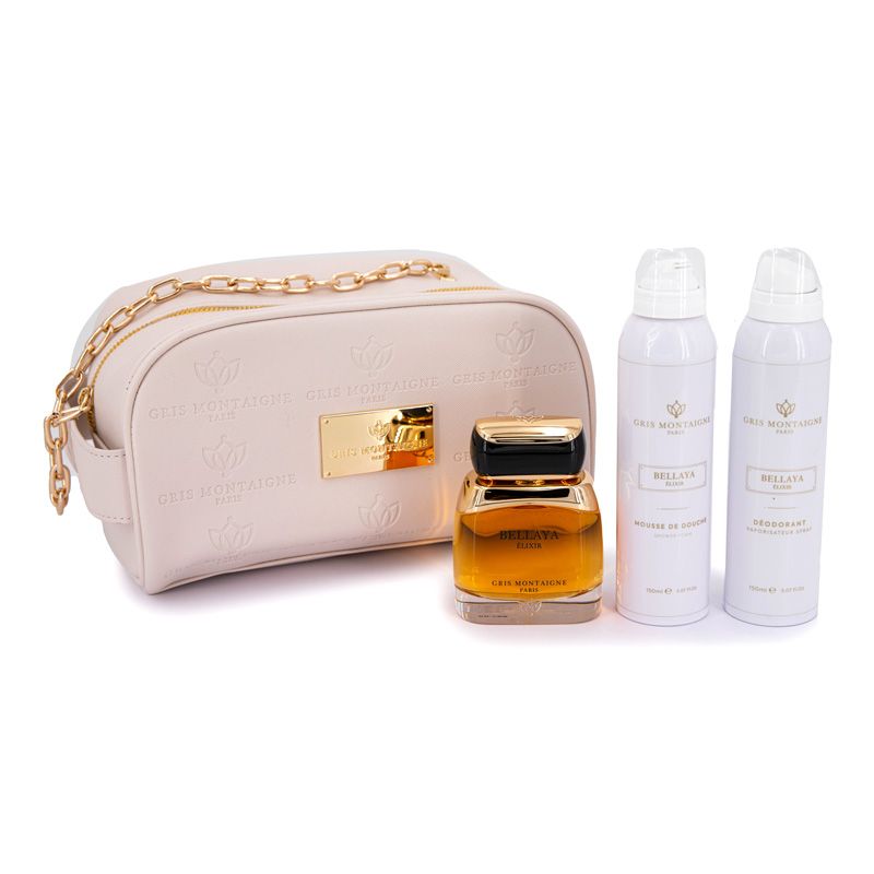 Coffret parfum "bellaya" 3 pieces edp 80ml + gel d 250ml + trousse n Femme GRIS MONTAIGNE