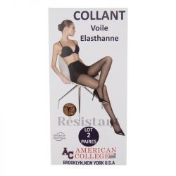 Lot x2 collant voile noir ac0026 t2/4 Femme AMERICAN COLLEGE