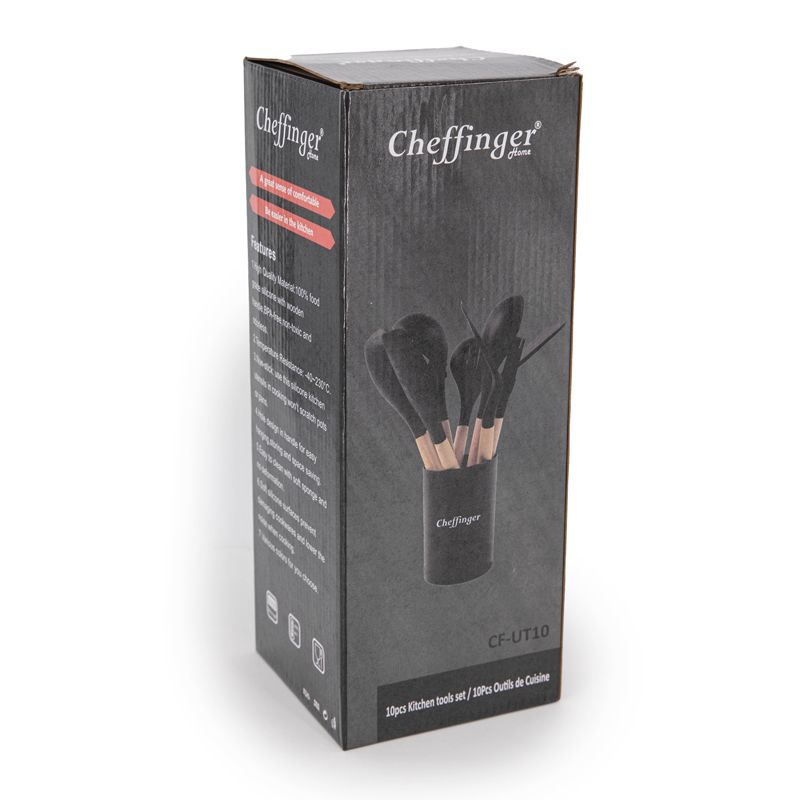 Set de 10 ustensiles de cuisine bois/silicone ut-10 Mixte CHEFFINGER