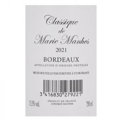 AOC BORDEAUX ROUGE 2021 CLASS. DE MARIE CHAT. LA ROSERAIE 75CL AR10833
