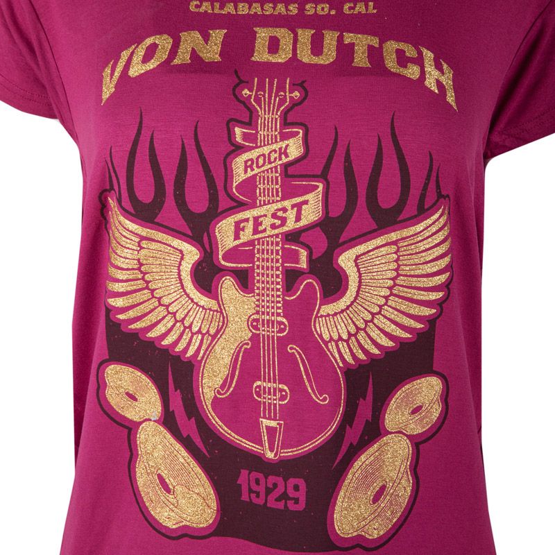 Tee shirt mc fluide print glitter vd/2/trc/fest/dp Femme VON DUTCH