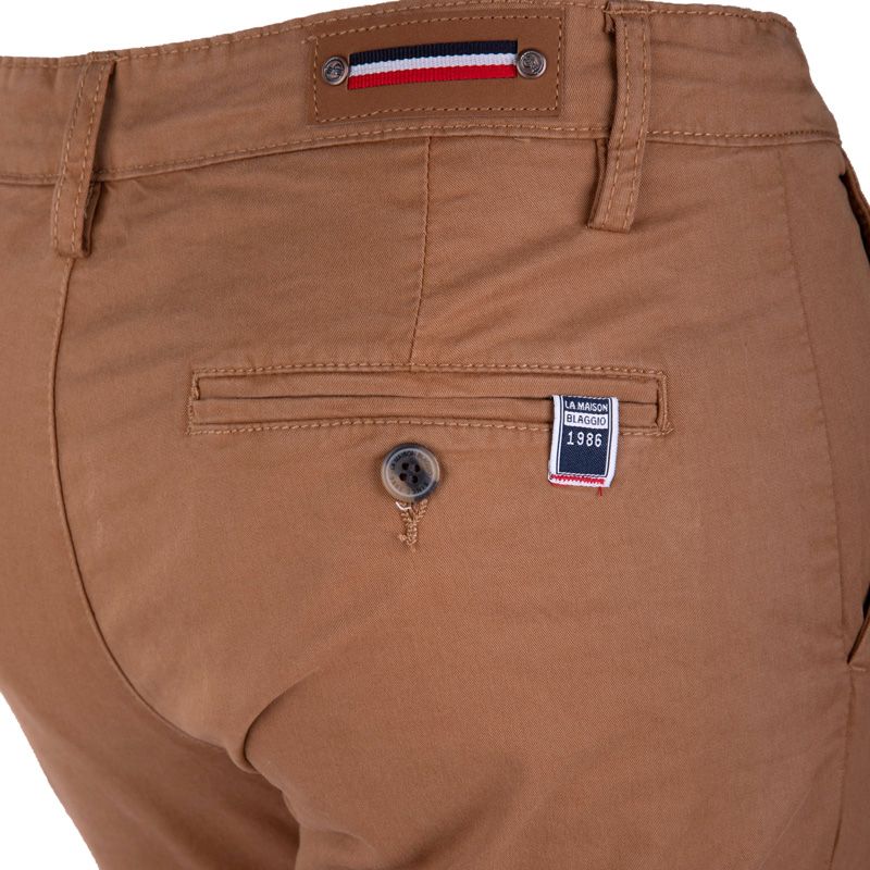 Pantalon chino coton stretch revers fermeture éclair tenali Homme BLAGGIO Pantalon chino coton stretch revers fermeture éclair tenali Homme BLAGGIO