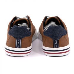 Baskets classique blanche en toile légère avec logo liseré bleu et rouge t40-46 Homme TOM TAILOR