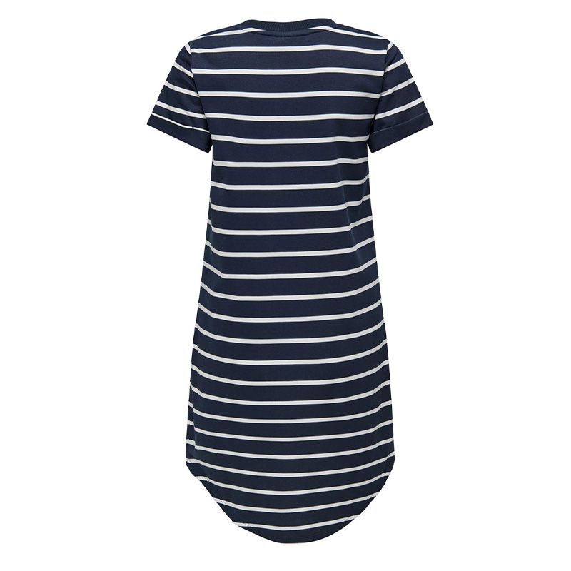 Chemise De Nuit Femme Demegimi En Coton à Rayures - Robe T-shirt Manches 3/4, Légère Et Respirante Pour L'Été