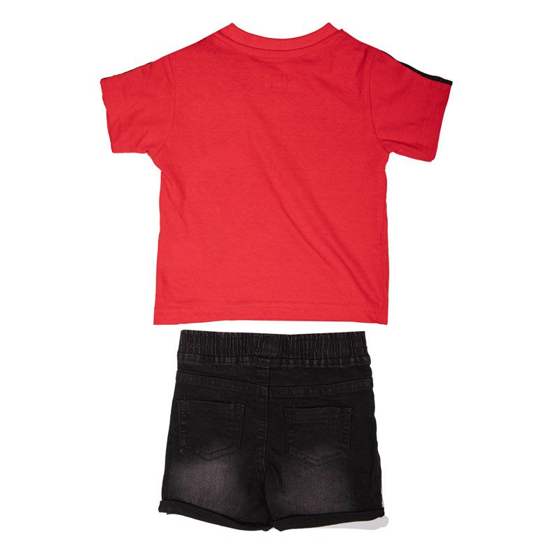 Ensemble bebe tee shirt avec ouverture epaule et short en jean Enfant