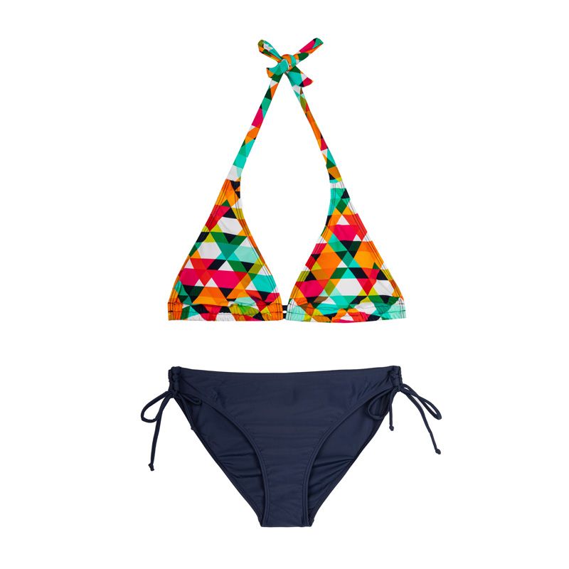 Maillot de bain 2 pieces depareille haut multicolore triangle Femme