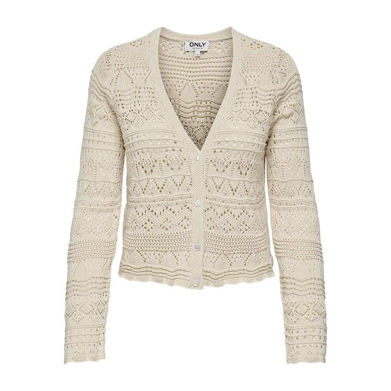 Cardigan ecru col v dentelle Femme ONLY a prix degriffe