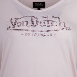 Tee shirt mc col v fluide et logo strass vd/2/tvc/roon/n Femme VON DUTCH Tee shirt mc col v fluide et logo strass vd/2/tvc/roon/n Femme VON DUTCH